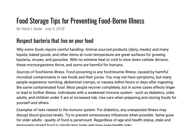 Food safety handout by Heidi Bada